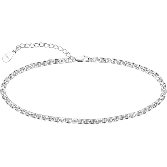Hypoallergenic Sterling Silver Double Layer Anklet - Versatile Beachwear Jewelry